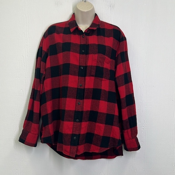 Madewell - Oversized Ex - Boyfriend Side Placket Buffalo Check Button Down Med - Picture 3 of 10